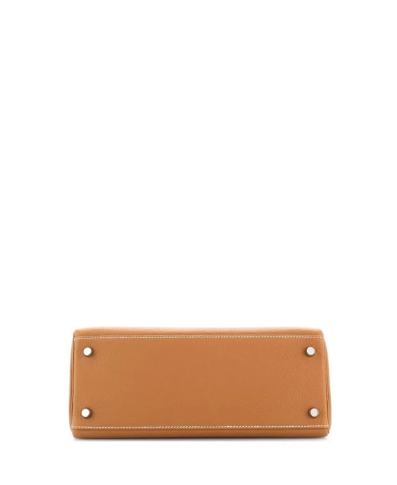 Kelly 28 Handbag Brown Clemence with Palladium Hardware