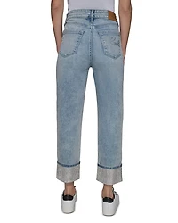Rhinestone Cuff Jeans Ice Blue