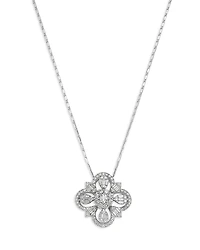 Bloomingdale's Fine Collection Diamond Baguette & Round Quatrefoil Pendant Necklace