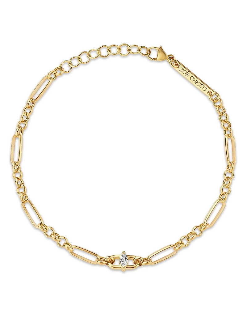Zoe Chicco 14K Yellow Gold Marquis Diamonds Diamond Solitaire Link Bracelet