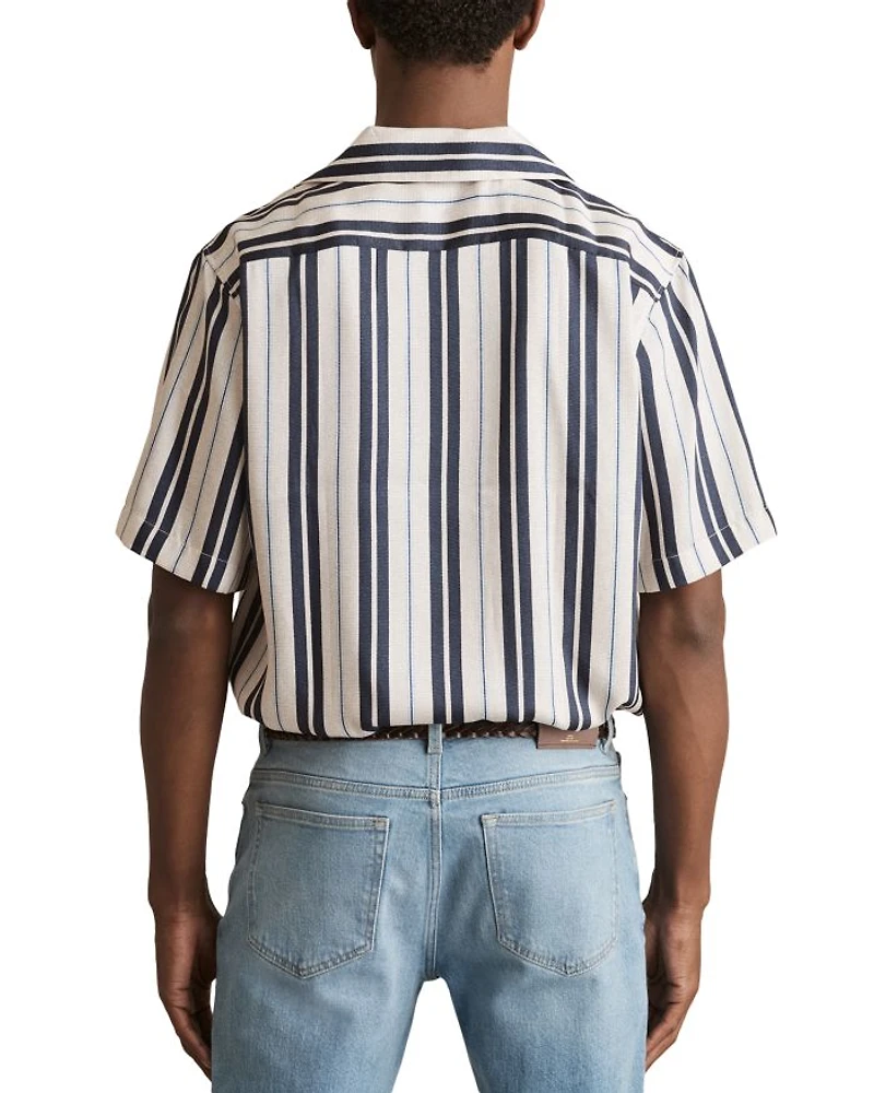 Amos Wide Stripe Print Cuban Shirt