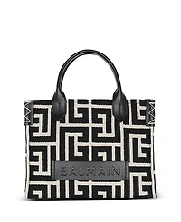 Balmain Women's B-Army Monogrammed Jacquard and Leather Tote Bag