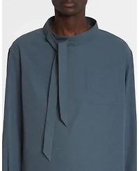 Fluid Cotton Ascot Collar Top