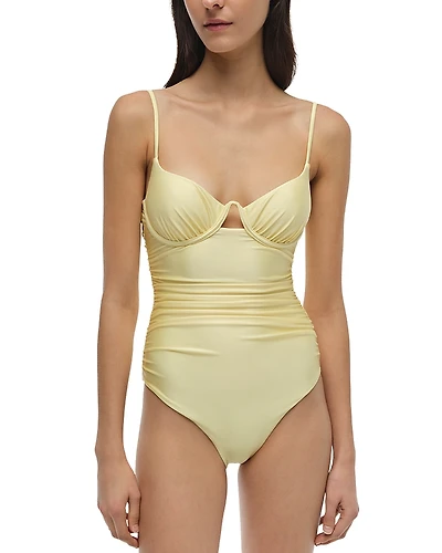 Simkhai Laine Ruched Cup Underwire One Piece Swimsuit