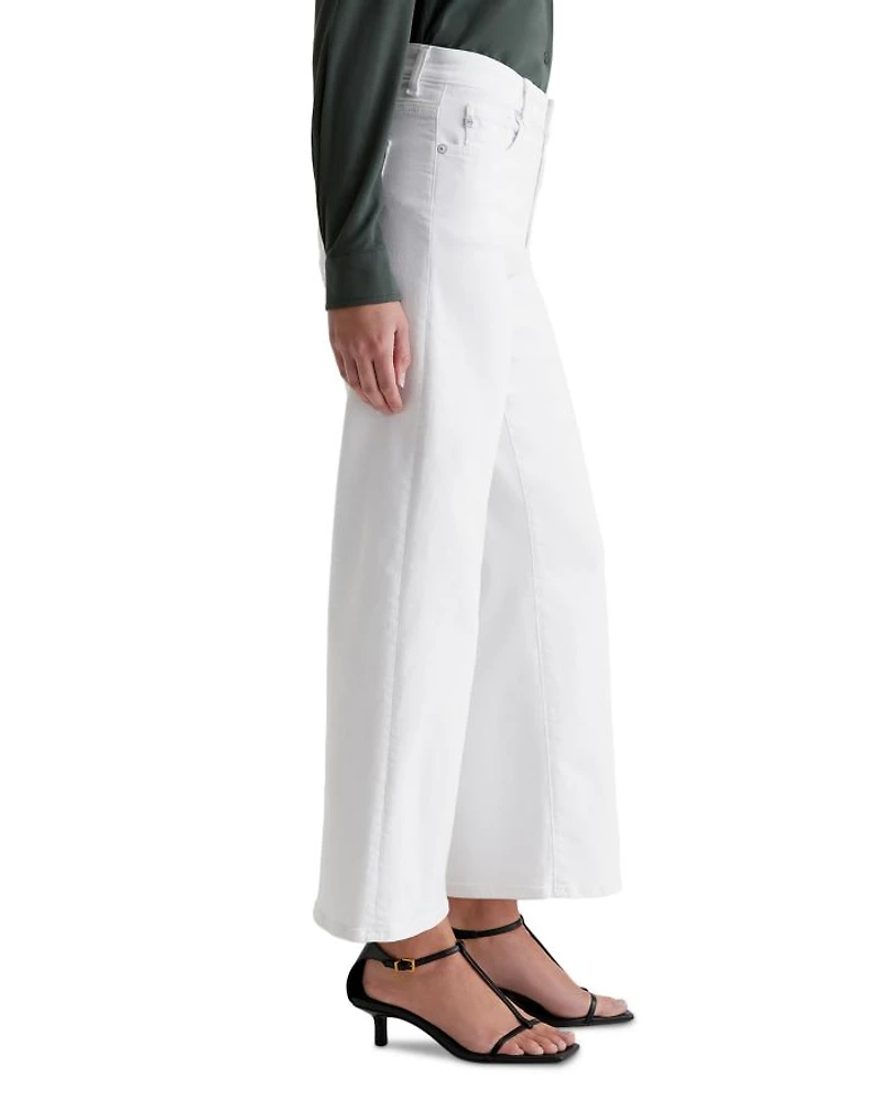 Saige Mid Rise Wide Leg Cropped Jeans Gallery White