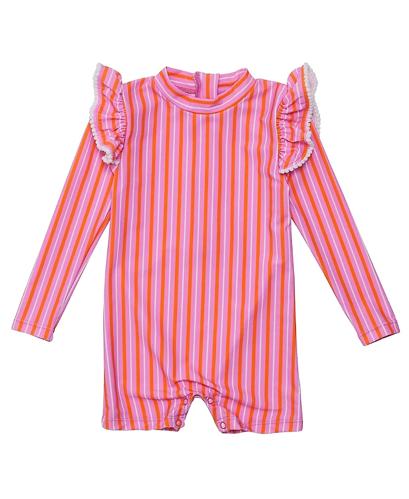 Snapper Rock Girls' Stripy Sunset Sustainable Long Sleeve Sunsuit - Baby