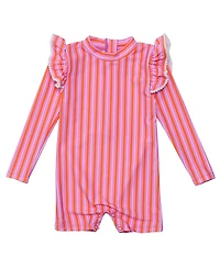 Snapper Rock Girls' Stripy Sunset Sustainable Long Sleeve Sunsuit - Baby