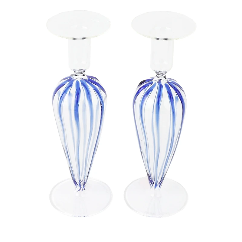 Vietri Nuovo Stripe Blue Candlesticks