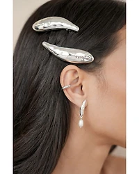 Liquid Lux Hair Barrettes in Silver Tone, Set of 2