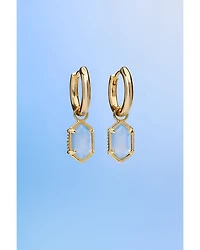 Hallie Mother Of Pearl Charm Huggie Hoop Earrings