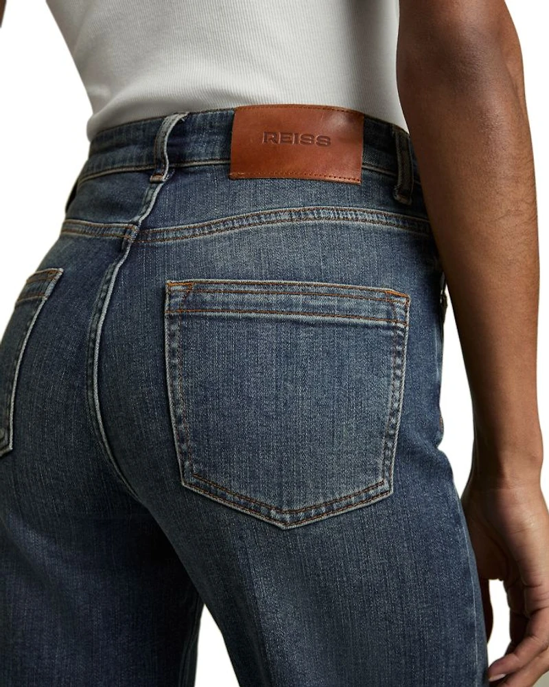 Petite Bonnie Flare Jeans Mid Blue