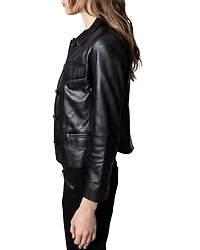 Liam Leather Button-Up Jacket