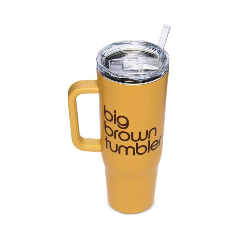 Bloomingdale's Big Brown Tumbler Cup with Lid and Straw - 100% exclusive