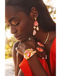 Margot Pink Mix Statement Earrings, 3.4"L