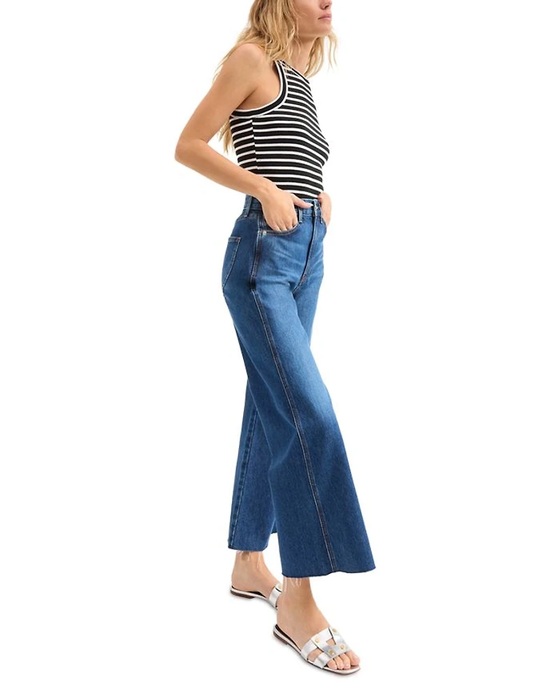 Taylor High Rise Cropped Wide Leg Jeans Bright Blue
