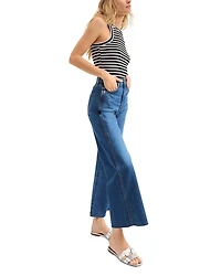 Taylor High Rise Cropped Wide Leg Jeans Bright Blue