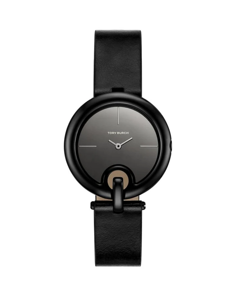 The Pierced Two Hand Black Stainless Steel Watch, 36mm