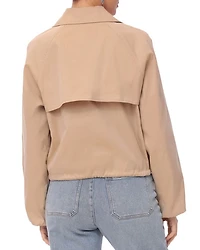 Button Front Cropped Trench Jacket
