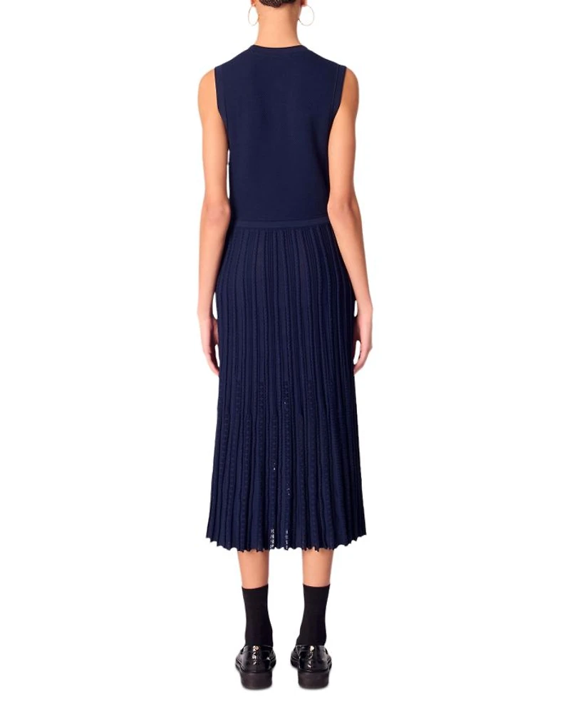 Pleated Knit Maxi Dress
