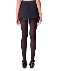 Tulle Trim Wool Blend Skirt