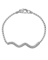 Lagos Sterling Silver Caviar Spark Diamond Wavy Bead Link Bracelet