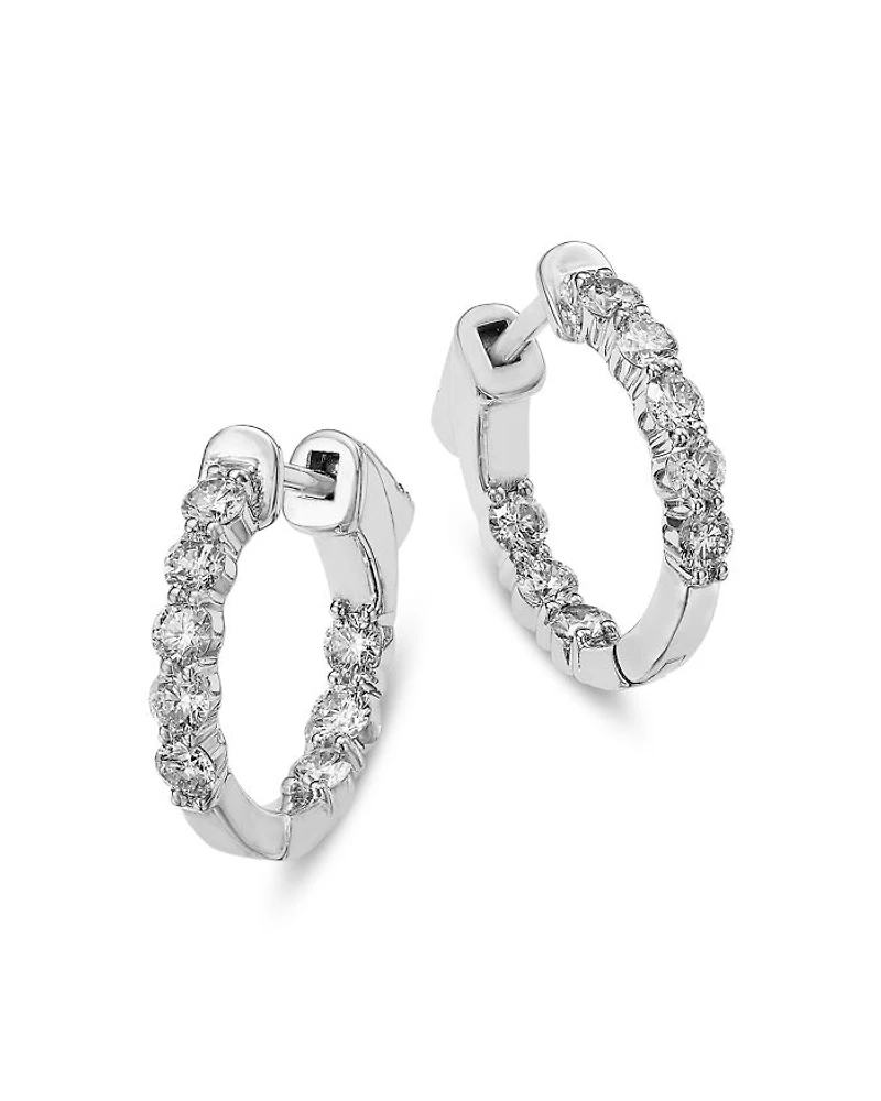 Diamond Classic Inside Out Hoops in 14K White Gold, 0.75 tcw