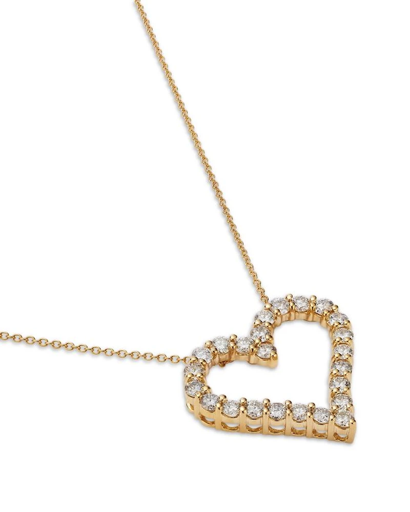 Diamond Heart Pendant Necklace in 14K Yellow Gold