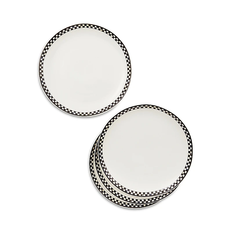 Mackenzie-Childs Courtly Check Everyday Dinner Plates, Set of 4