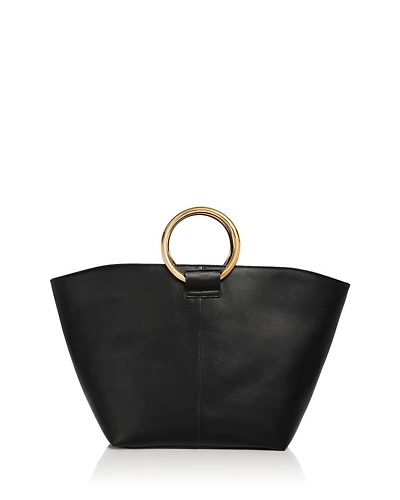 Extra Large Hoop Handle Faux Leather Tote Bag - Exclusive