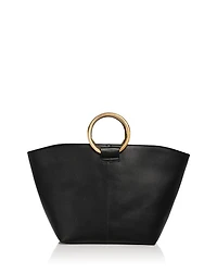 Extra Large Hoop Handle Faux Leather Tote Bag - Exclusive