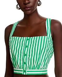Stripe Button Front Crop Top - Exclusive