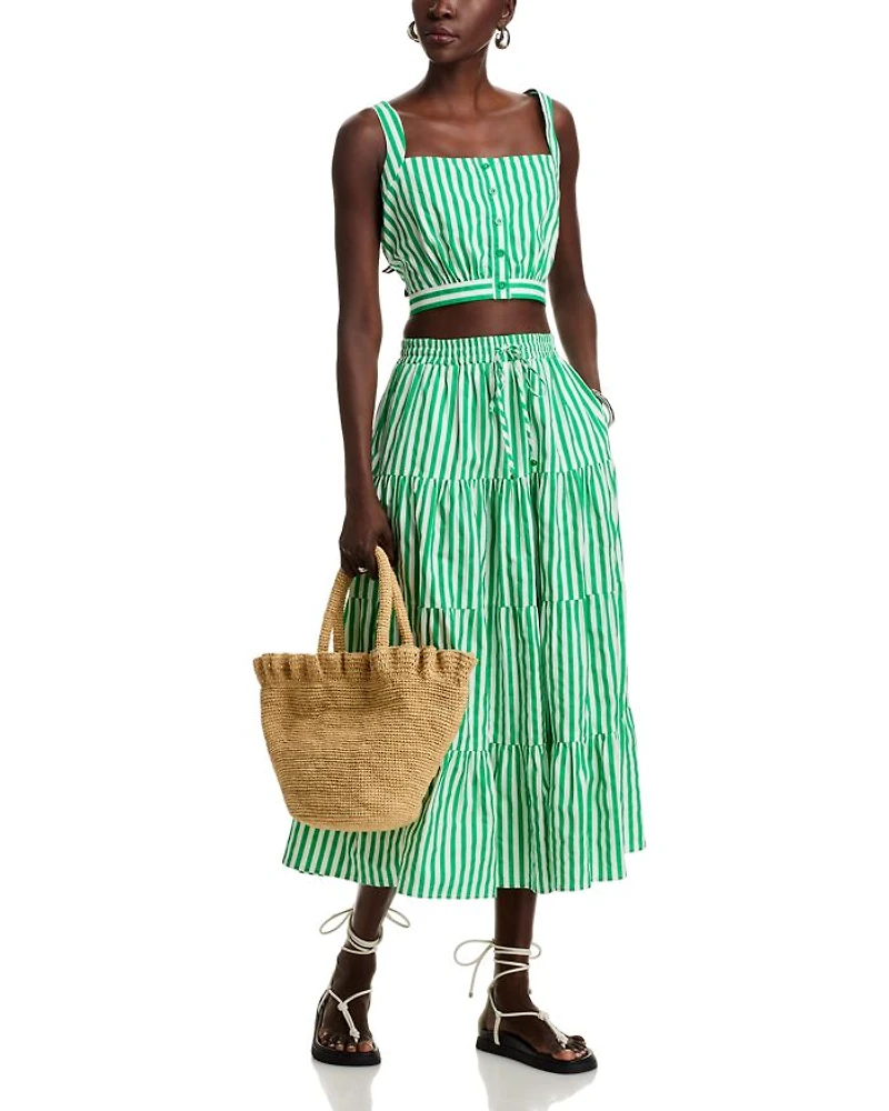 Stripe Button Front Crop Top - Exclusive