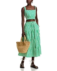 Stripe Button Front Crop Top - Exclusive