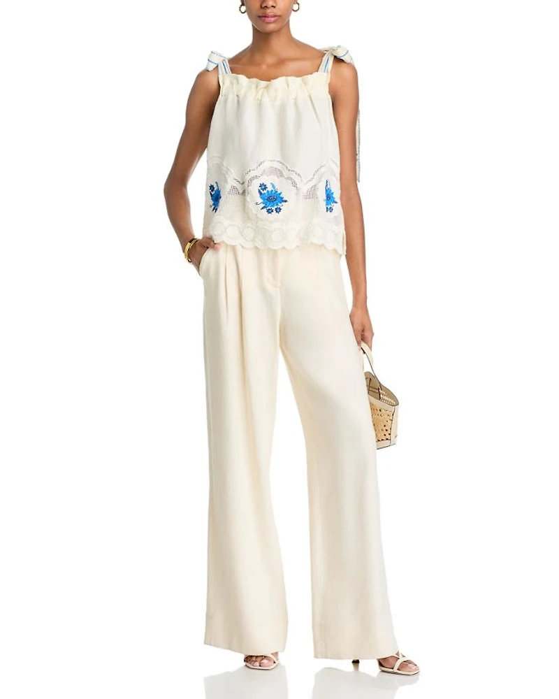 White Daisy Embroidery Blouse