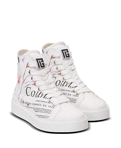 Balmain Women's B-Court High-Top Trainers with Beauty Print