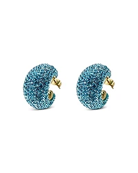 Aqua Blue Pave Hoop Earrings - Exclusive