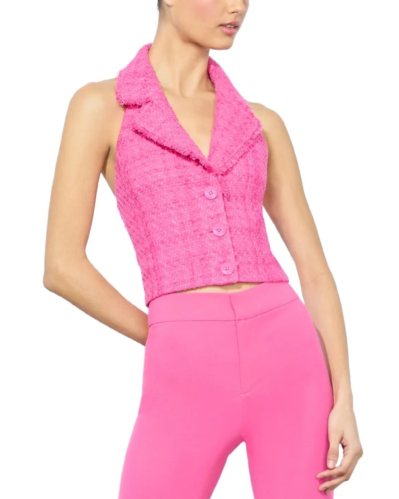 Meri Tweed Cropped Halter Top