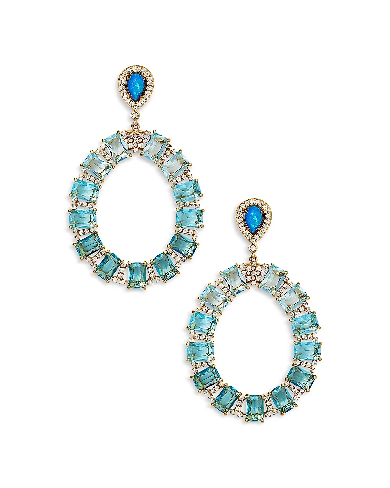 Nadri Blue Lagoon Mixed Stone Circle Drop Earrings