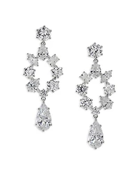 BTRX Mixed Cubic Zirconia Open Chandelier Earrings in Rhodium Plated