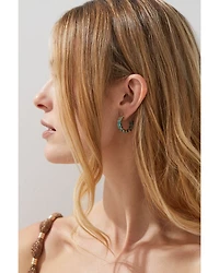 Blue Lagoon Ombré Stone Hoop Earrings in 18K Gold Plated