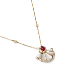 Ruby, Mother of Pearl & Diamond Pendant Necklace in 14K Yellow Gold, 18"