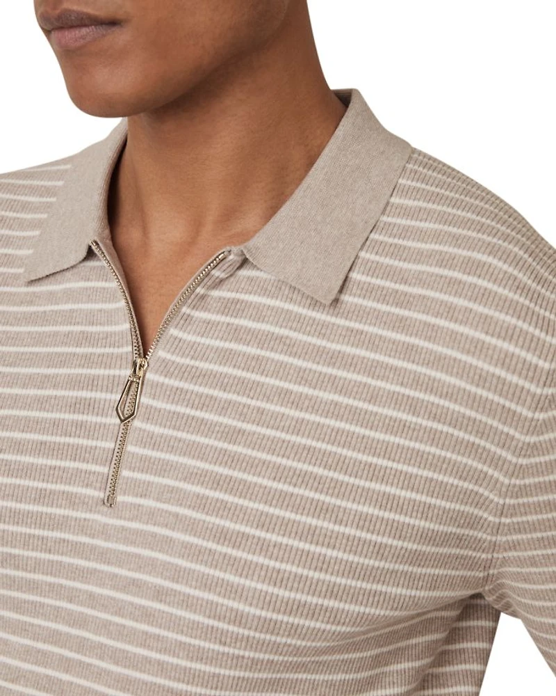 Fallow Half Zip Stripe Knitted Polo Shirt