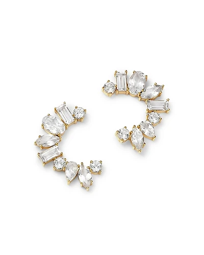 Moon & Meadow 14K Yellow Gold White Topaz Multishape Front Facing Hoop Earrings