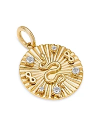 14K Yellow Gold White Topaz Snake Disc Pendant