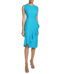CAMI Sleeveless Luxury Tweed Sheath Dress with Skirt Ruffle