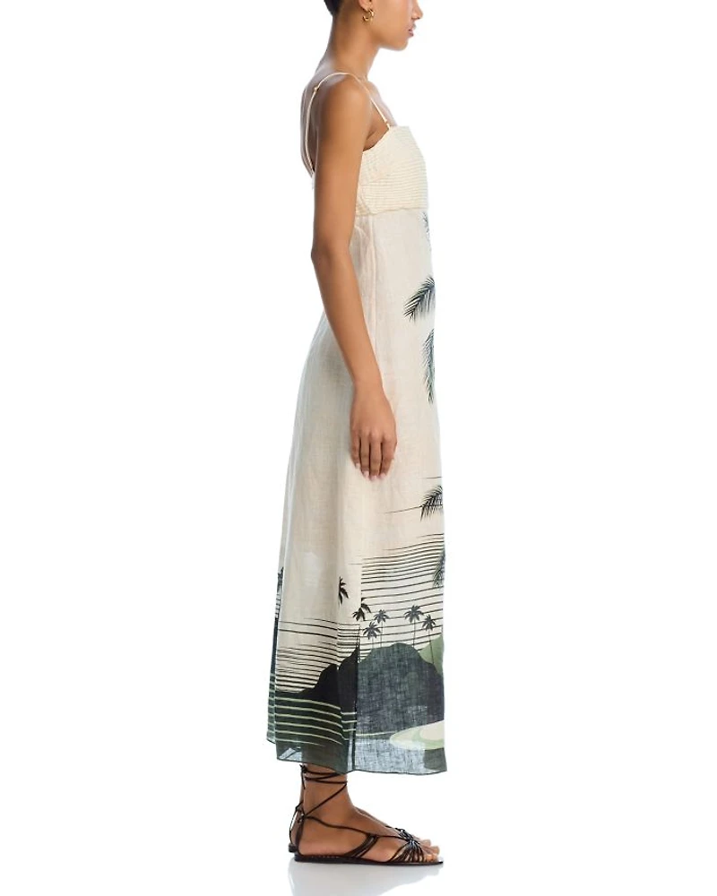 Linen Palm Midi Dress