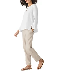 Linen Round Neck Top