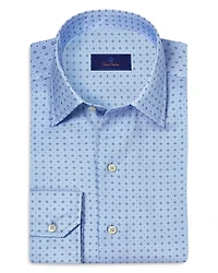 David Donahue Regular Fit Neat Diamond Print Sport Shirt