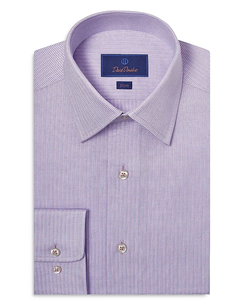David Donahue Slim Fit Vertical Dobby Dress Shirt