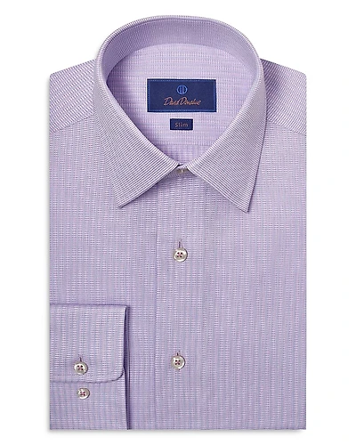 David Donahue Slim Fit Vertical Dobby Dress Shirt